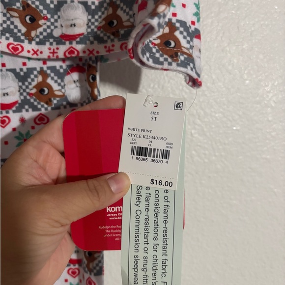 Rudolph The Red Nosed Reindeer Size Months Flannel 2 Piece Pajama Set NWT size 5 - Picture 3 of 4
